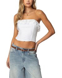 Edikted - Litsa Ruffled Linen Look Corset - Lyst