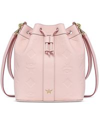 MCM - Dessau Maxi Monogram Leather Drawstring Bag - Lyst