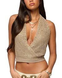 Edikted - Sequin Crochet Backless Halter Top - Lyst