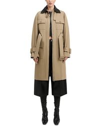 Derek Lam - Landon Stretch Canvas Leather Collar Trench Coat - Lyst