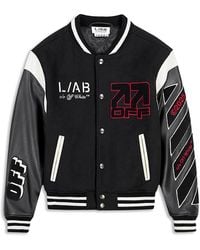Off-White c/o Virgil Abloh - Wool & Leather Logo Graphic Varsity Jacket - Lyst