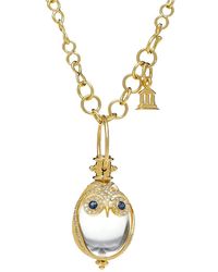Temple St. Clair - 18K Owl Pendant With Sapphire & Diamond Pave - Lyst