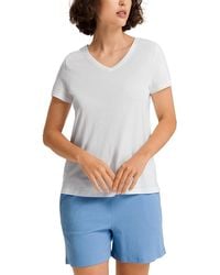 Hanro - Sleep & Lounge Short Sleeve V-Neck Shirt - Lyst