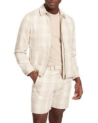 Ted Baker - Arrigoh Checked Cotton & Linen Harrington Jacket - Lyst