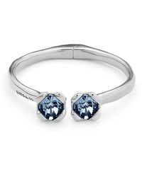 Uno De 50 - Sterling-Plated Bangle Bracelet With Inner Spring And Two Crystals - Lyst