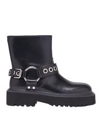 Maje - Leather Biker Boots - Lyst