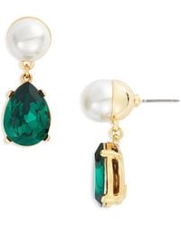 Kenneth Jay Lane - Imitation Pearl & Stone Drop Earrings - Lyst