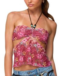 Edikted - Solana Floral Cut Out Halter Top - Lyst