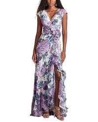 Tadashi Shoji Malone Cascading Ruffle Gown in Black | Lyst