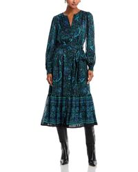 Aqua - Paisley Print Midi Dress - Lyst