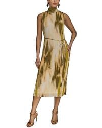 Donna Karan - Sleeveless Mock Neck Pleated Midi Dress - Lyst