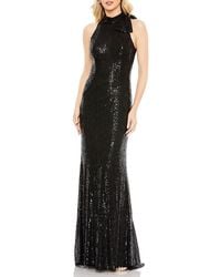 Mac Duggal - Sequined Soft Tie Halter Neck Column Gown - Lyst