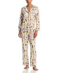 Aqua - Notched Top & Pants Pajama Set - Lyst