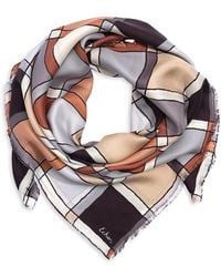 Echo - Windowpane Square Silk Scarf - Lyst