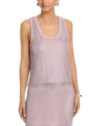 Aqua - Crystal Mesh Top - Lyst