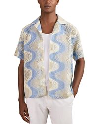 Reiss - Wave Crochet Regular Fit Button Down Short Sleeve Cuba Shirt - Lyst