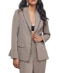 Warehouse - Oversized Lace Frill Trim Blazer - Lyst