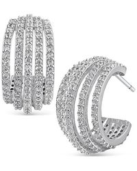 Kenneth Jay Lane - Cz By Pave Multi Row Hoop Earrings - Lyst