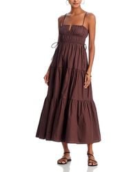 Moon River - Shirred Cotton Poplin Midi Dress - Lyst