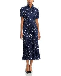 chinese dress ladies Navy Satin Polka Dot Midi Dress – self-portrait main image 0
