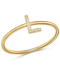 Zoe Lev - 14K Initial Diamond Ring - Lyst
