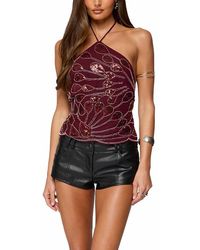 Edikted - Embroidered Bead & Sequin Halter Top - Lyst