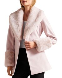 Ted Baker Aurore Long Wrap Collar Coat In Pink | Lyst