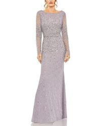 Mac Duggal - High Neck Sequin Embellished Long Sleeve A Line Gown - Lyst