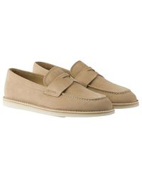 Prada - Bleached Suede Loafers - Lyst