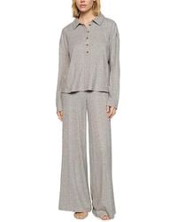 Eberjey - Variegated Rib Long Sleeve Polo Top - Lyst
