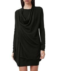 AllSaints - Drina Wool Draped Dress - Lyst
