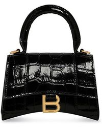Balenciaga - Hourglass Mini Handbag With Chain Crocodile Embossed - Lyst