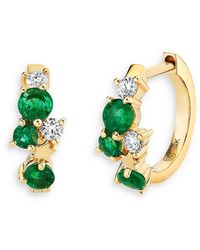 Sydney Evan - 14K Wicked Emerald & Diamond Emerald City Huggie Hoop Earrings - Lyst