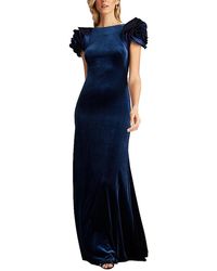 Tadashi Shoji - Maylee Rosette-shoulder Velvet Gown - Lyst