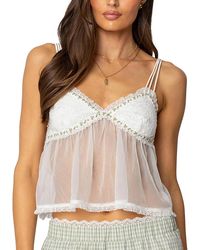 Edikted - Sheer Lacey Babydoll Tank Top - Lyst