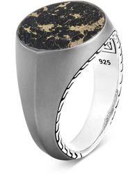 John Hardy Sterling Silver And Apache Gold Classic Chain Signet Ring - Metallic