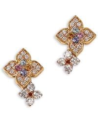 Roberto Coin - 18K Venetian Princess Carnival Multi Gemstone & Diamond Double Flower Stud Earrings - Lyst