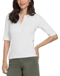 NYDJ - Ribbed Elbow Sleeved Henley Top - Lyst