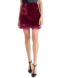 Cinq À Sept - Luna Velvet Feather Trim Mini Skirt - Lyst
