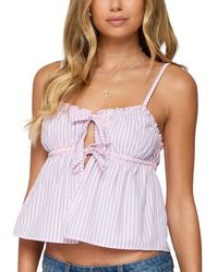 Edikted - Avenly Striped Tie Front Babydoll Top - Lyst