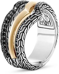 John Hardy - 18k Yellow Gold & Sterling Silver Tiga Ring With Treated Black Sapphire & Black Spinel - Lyst