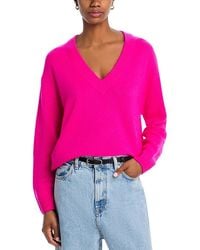 Aqua - Cashmere Drop Shoulder V Neck Sweater - Lyst