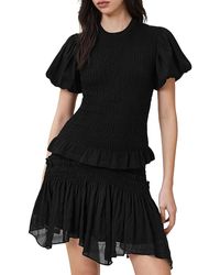 AllSaints - Dael Peplum Puff Sleeve Top - Lyst