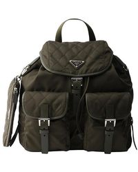 Prada - Medium Quilted Re-Nylon Backpack With Saffiano Leather Trim - Lyst