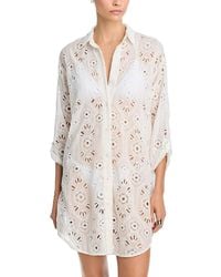 Johnny Was - Eyelet Swim Cover-Up Shirt - Lyst