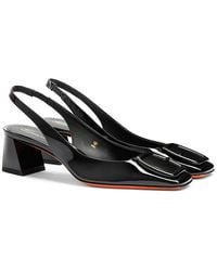 Santoni - Patent Leather Mid-Heel Slingback Pumps - Lyst
