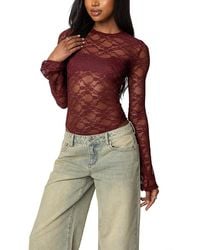 Edikted - Colette Sheer Lace Bodysuit - Lyst