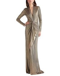 Tadashi Shoji - Ferrum Metallic Twist Drape Gown - Lyst