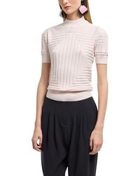 Emporio Armani - Short Sleeve Sweater With Geometric Ribbing Motif - Lyst