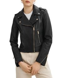Lamarque - Donna Fitted Leather Biker Jacket - Lyst